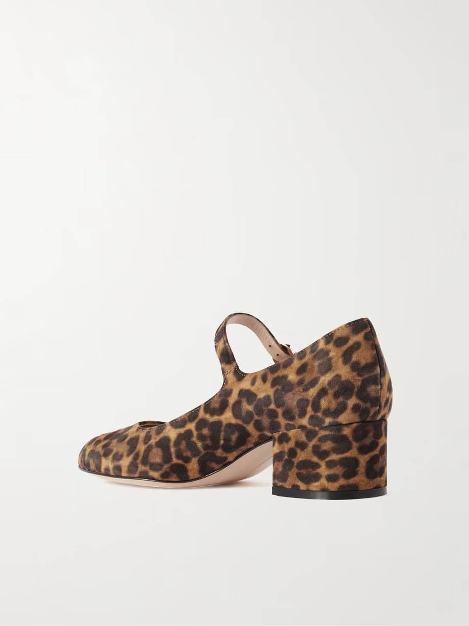 Mary Ribbon 45 leopard-print suede Mary Jane pumps Mary Ribbon 45 leopard-print suede Mary Jane pumps