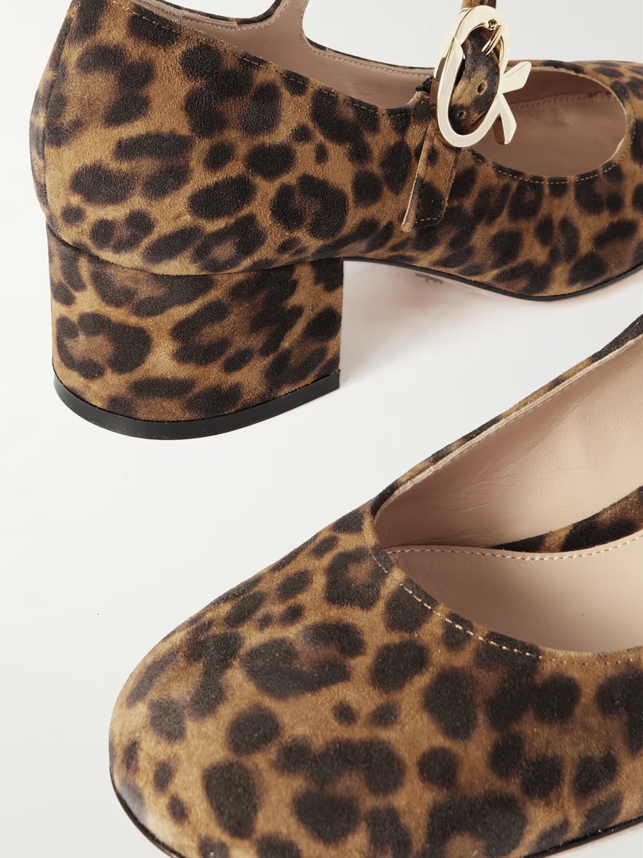 Mary Ribbon 45 leopard-print suede Mary Jane pumps Mary Ribbon 45 leopard-print suede Mary Jane pumps