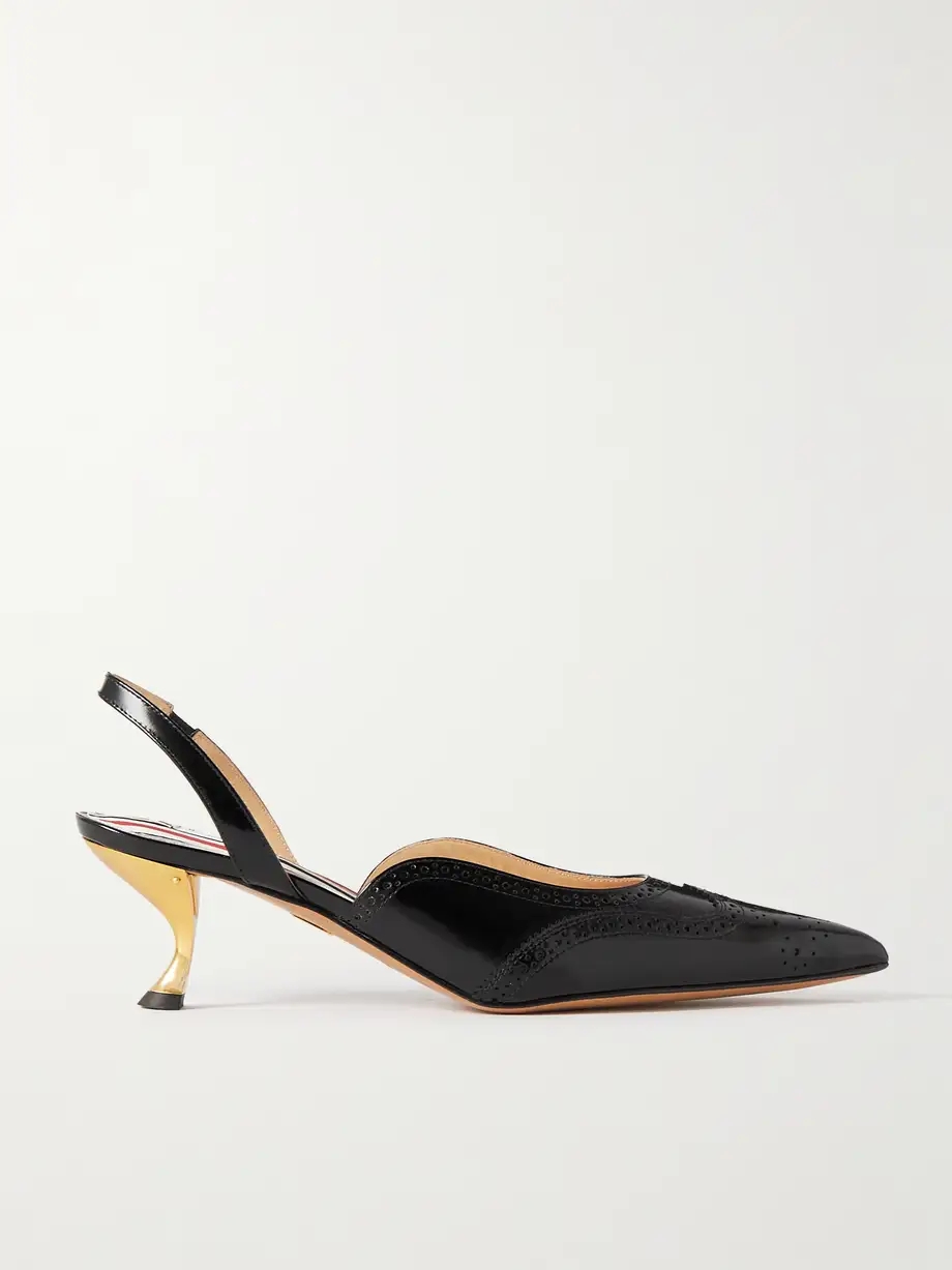 Patent-leather point-toe slingback pumps Patent-leather point-toe slingback pumps