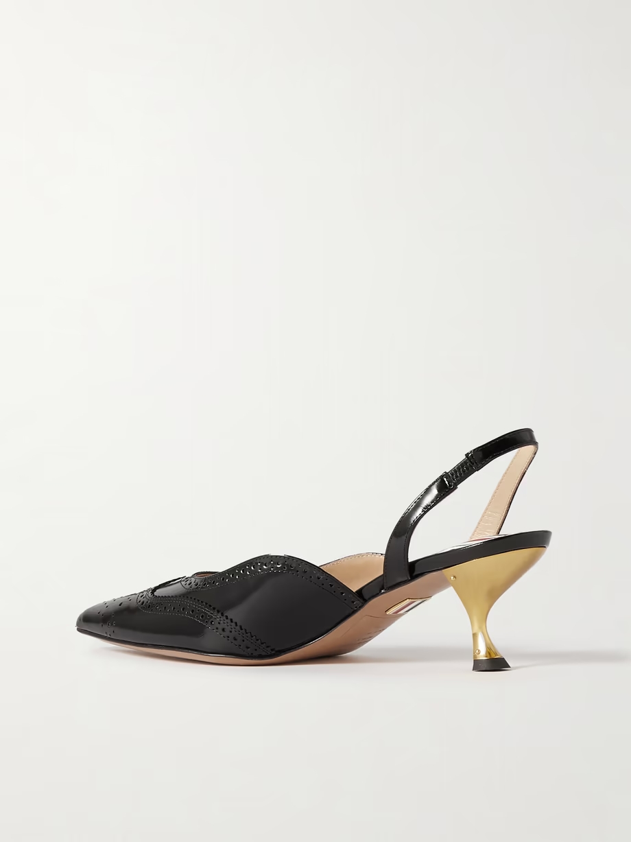 Patent-leather point-toe slingback pumps Patent-leather point-toe slingback pumps