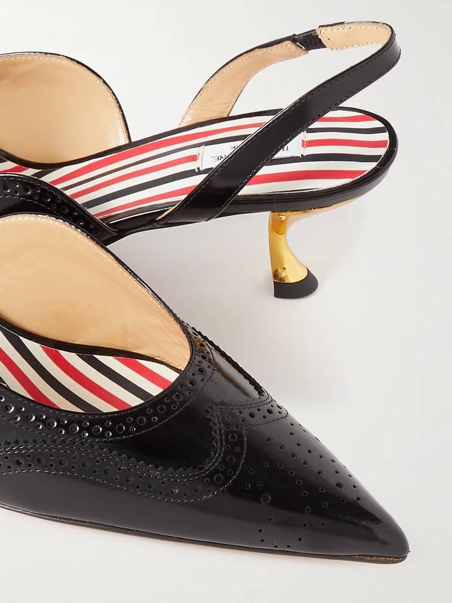 Patent-leather point-toe slingback pumps Patent-leather point-toe slingback pumps