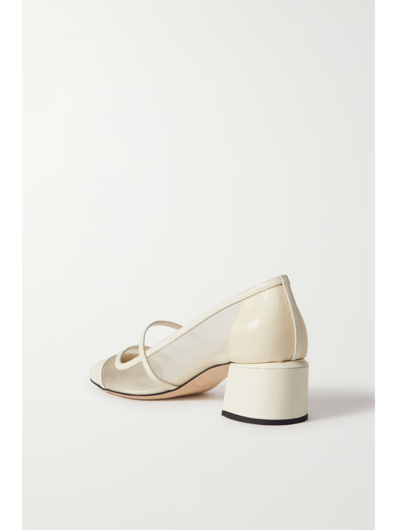 Elisa 45 embellished patent-leather and mesh Mary Jane pumps Elisa 45 embellished patent-leather and mesh Mary Jane pumps