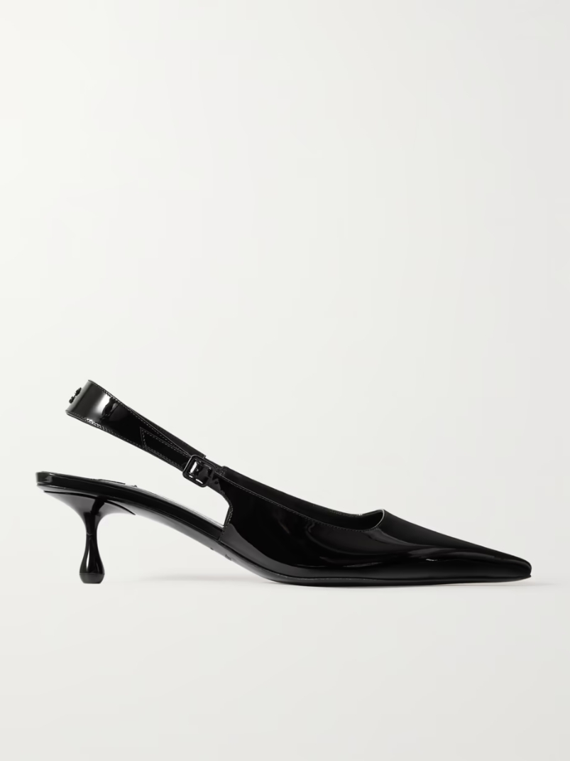 Amel 50 logo-embellished patent-leather slingback pumps Amel 50 logo-embellished patent-leather slingback pumps