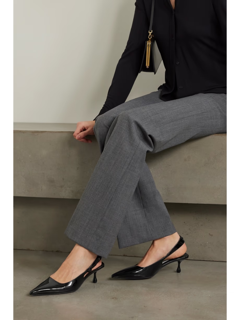 Amel 50 logo-embellished patent-leather slingback pumps Amel 50 logo-embellished patent-leather slingback pumps