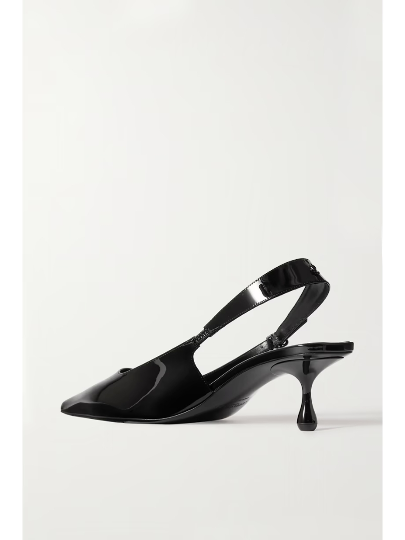 Amel 50 logo-embellished patent-leather slingback pumps Amel 50 logo-embellished patent-leather slingback pumps