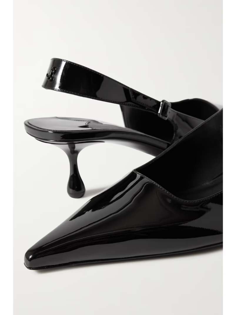 Amel 50 logo-embellished patent-leather slingback pumps Amel 50 logo-embellished patent-leather slingback pumps