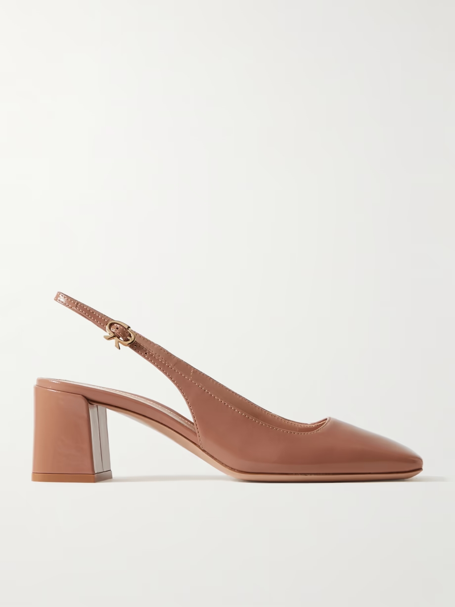 Nuit 55 glossed-leather slingback pumps Nuit 55 glossed-leather slingback pumps
