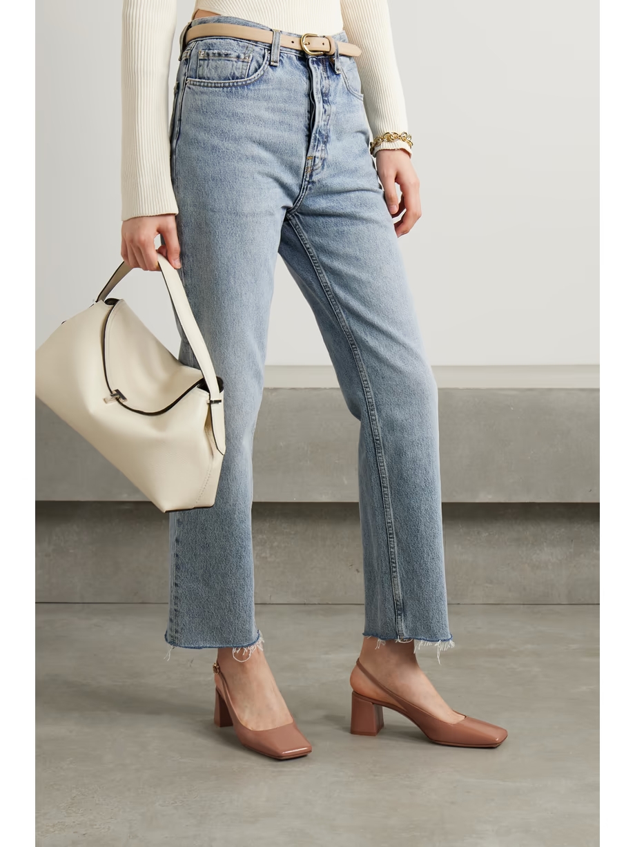 Nuit 55 glossed-leather slingback pumps Nuit 55 glossed-leather slingback pumps