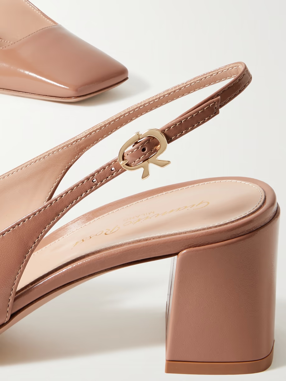 Nuit 55 glossed-leather slingback pumps Nuit 55 glossed-leather slingback pumps