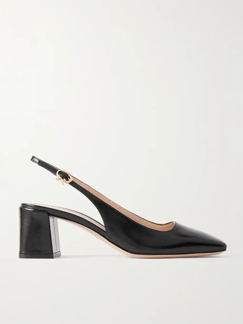 Nuit 55 glossed-leather slingback pumps Nuit 55 glossed-leather slingback pumps