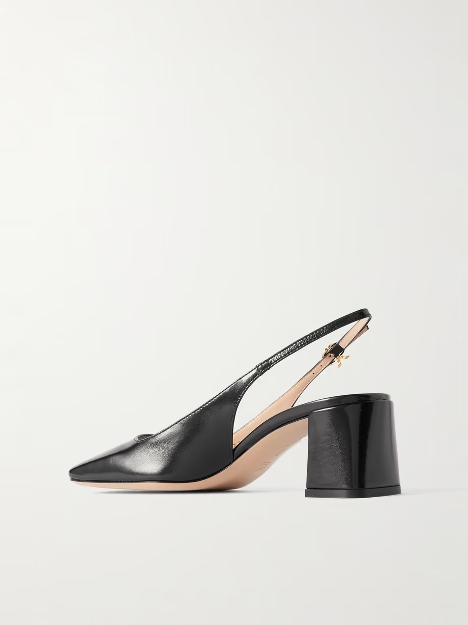 Nuit 55 glossed-leather slingback pumps Nuit 55 glossed-leather slingback pumps