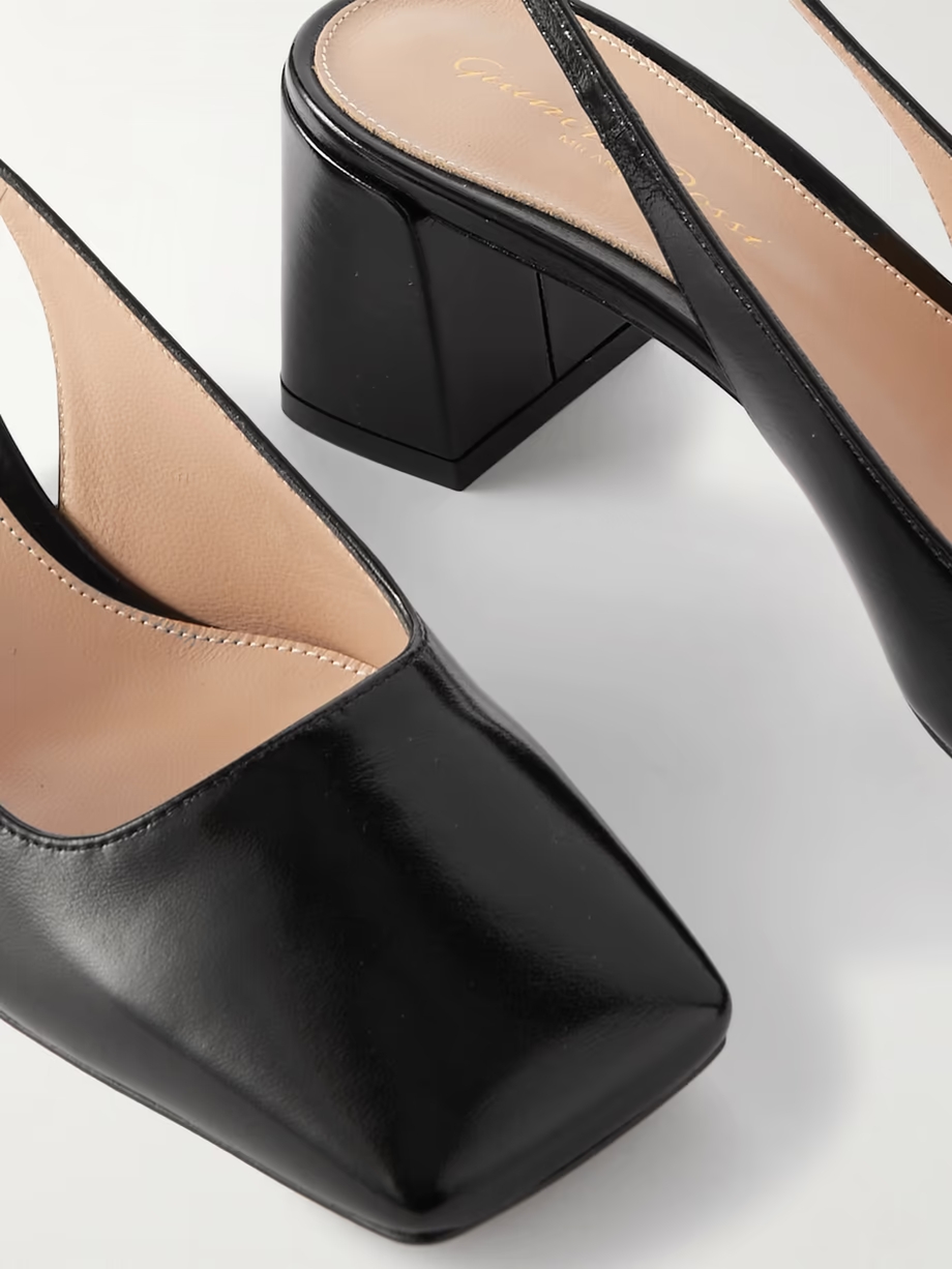 Nuit 55 glossed-leather slingback pumps Nuit 55 glossed-leather slingback pumps