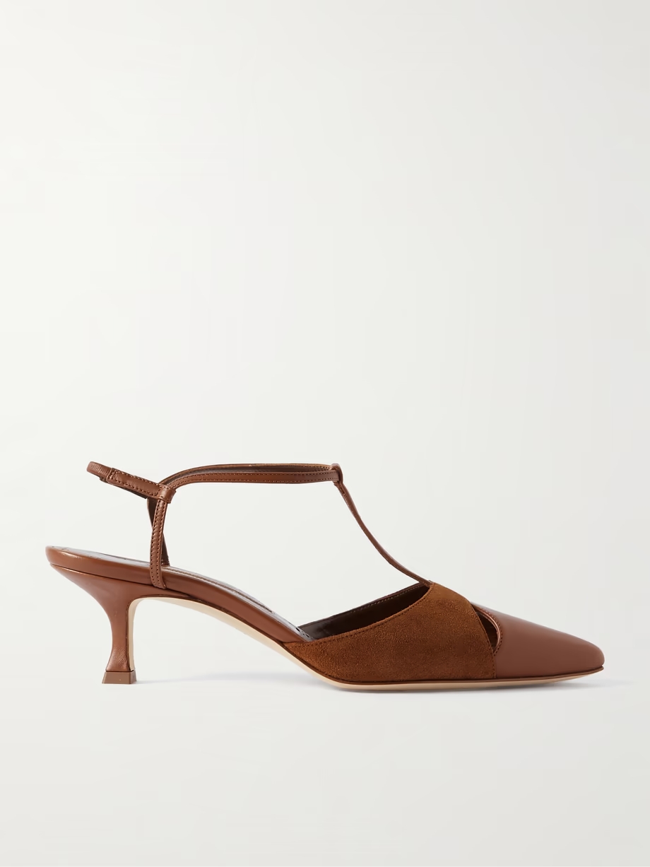 Turgimod 50 cutout leather and suede slingback pumps Turgimod 50 cutout leather and suede slingback pumps