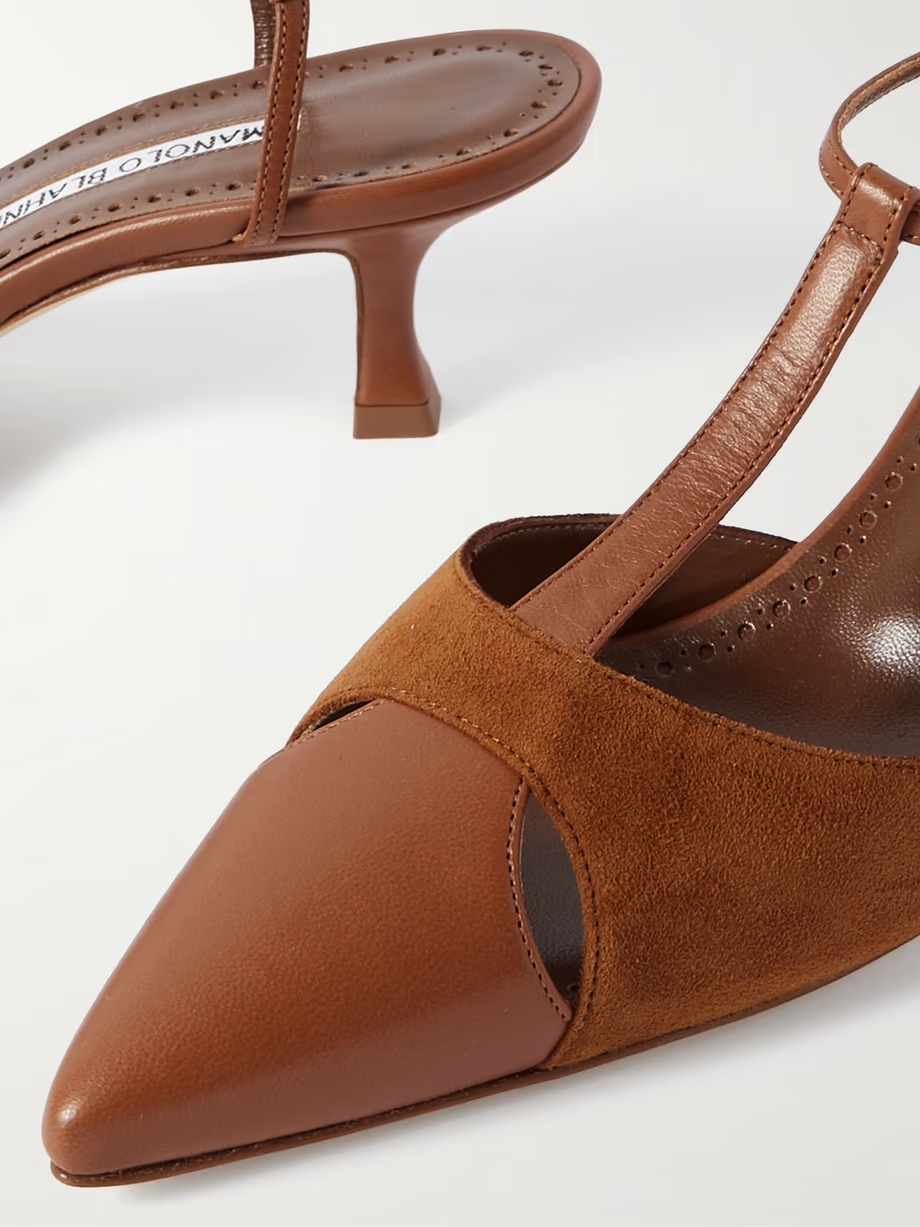 Turgimod 50 cutout leather and suede slingback pumps Turgimod 50 cutout leather and suede slingback pumps