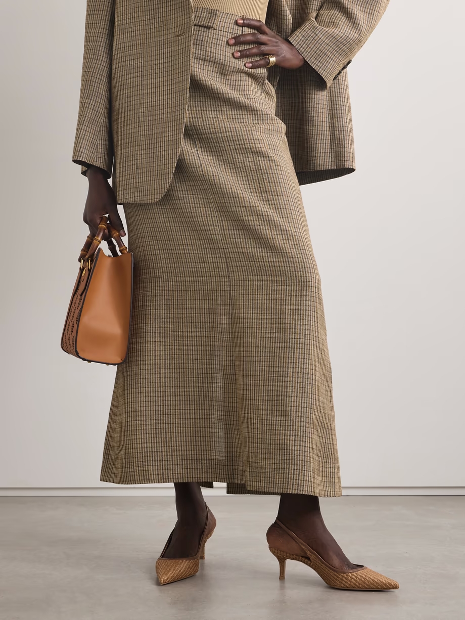 Marbella 55 leather-trimmed raffia slingback pumps Marbella 55 leather-trimmed raffia slingback pumps