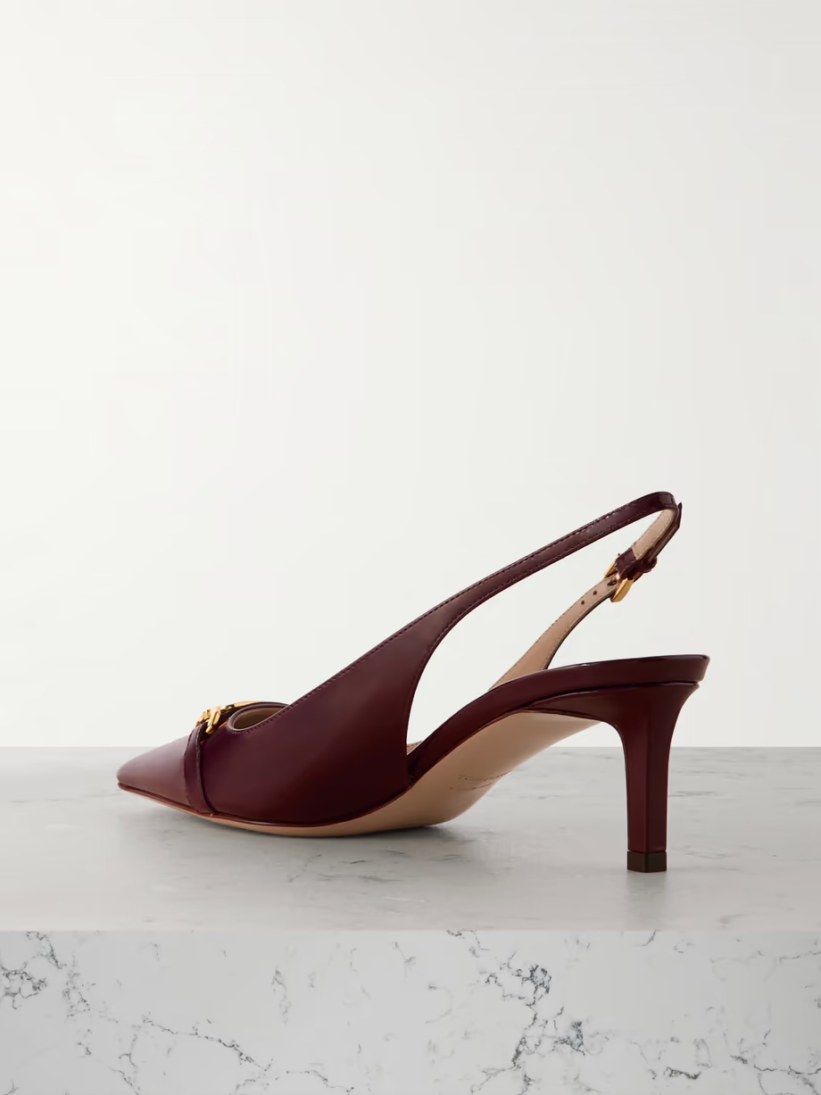 Embellished patent-leather slingback pumps Embellished patent-leather slingback pumps