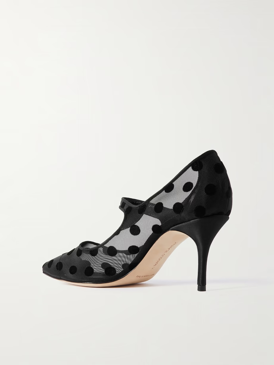 Campari 70 grosgrain-trimmed flocked mesh Mary Jane pumps Campari 70 grosgrain-trimmed flocked mesh Mary Jane pumps