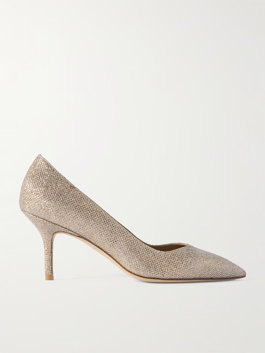 Eva glittered satin point-toe pumps Eva glittered satin point-toe pumps