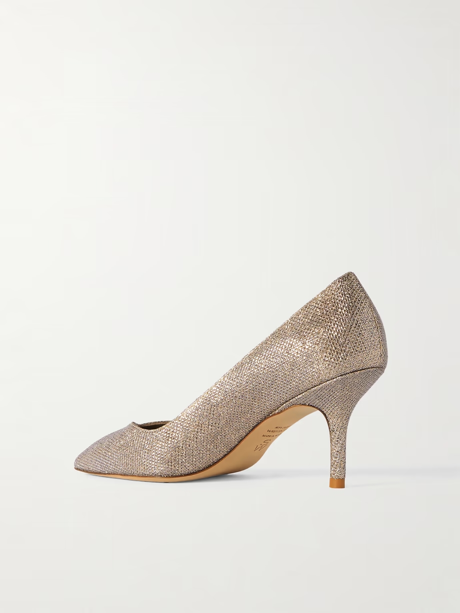 Eva glittered satin point-toe pumps Eva glittered satin point-toe pumps