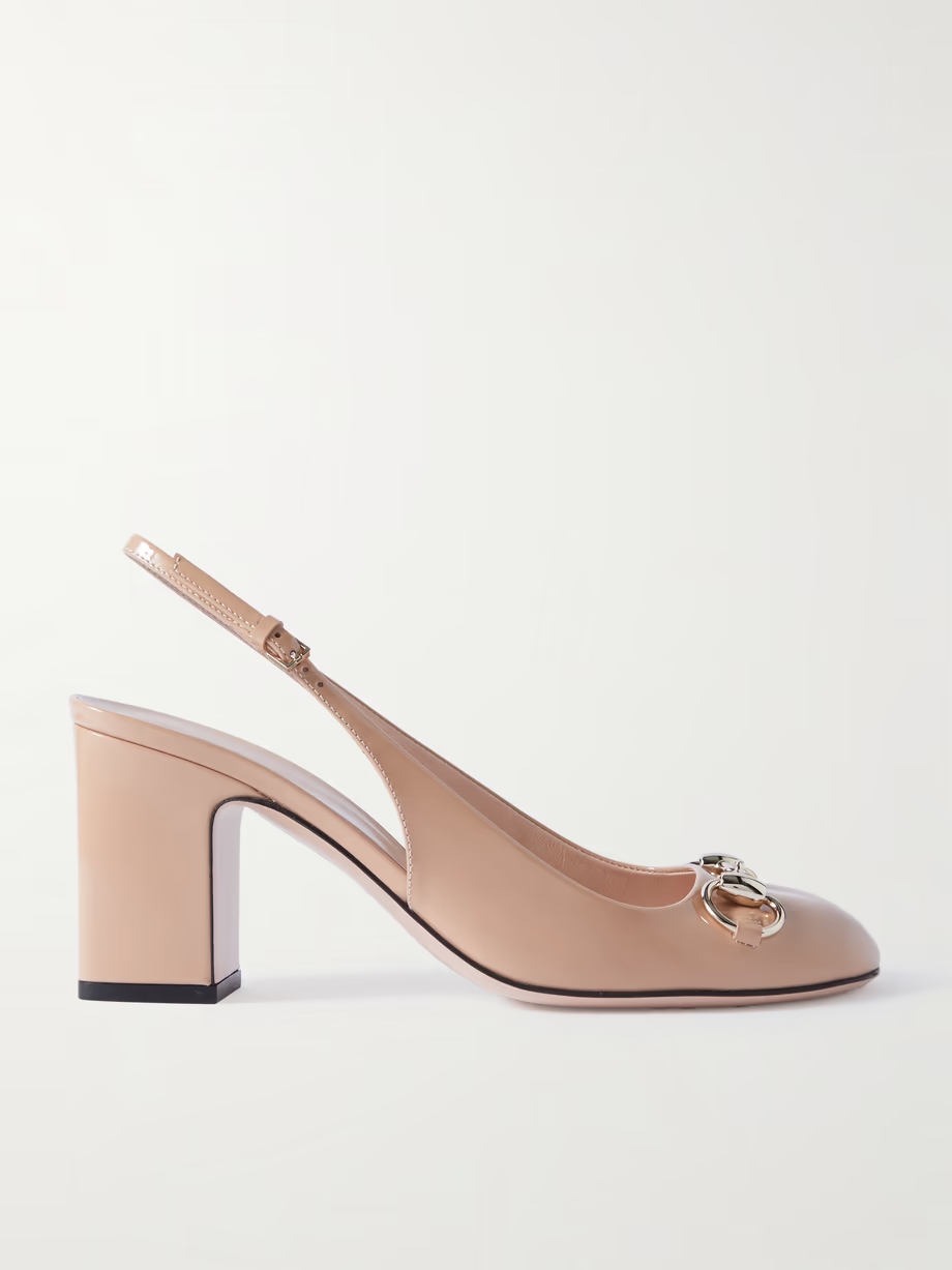 Lady horsebit-embellished patent-leather slingback pumps Lady horsebit-embellished patent-leather slingback pumps