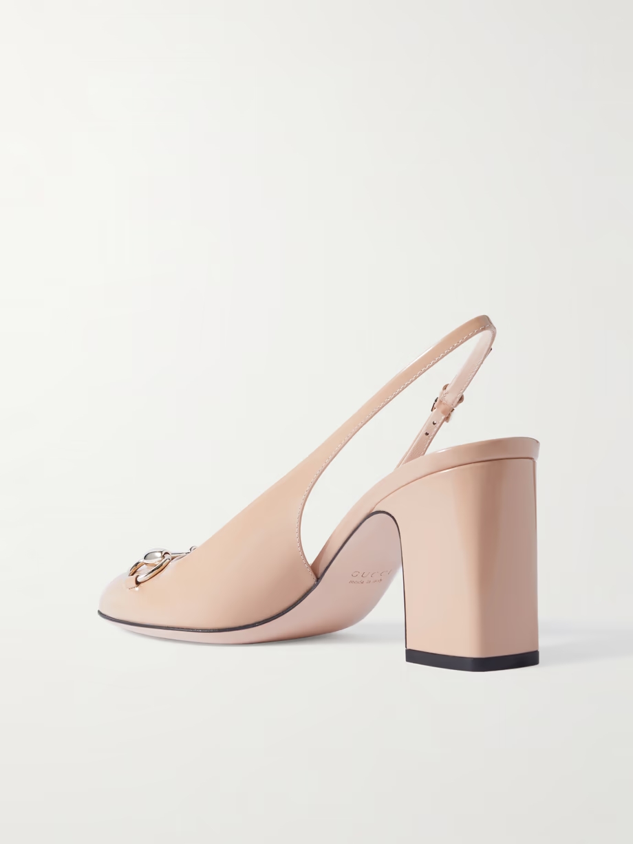 Lady horsebit-embellished patent-leather slingback pumps Lady horsebit-embellished patent-leather slingback pumps