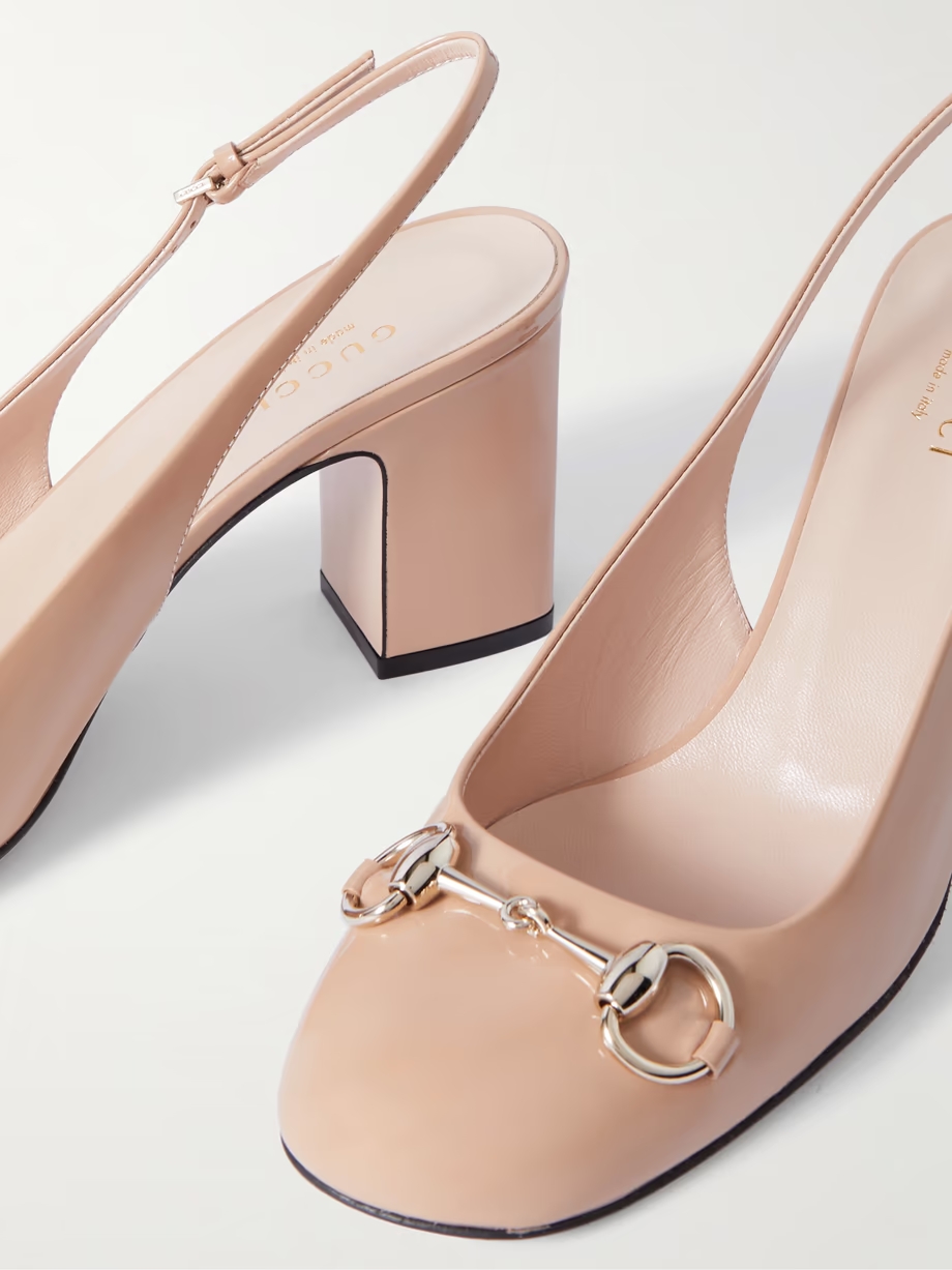 Lady horsebit-embellished patent-leather slingback pumps Lady horsebit-embellished patent-leather slingback pumps