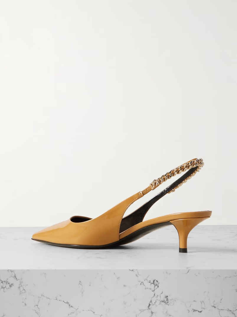 Signoria embellished patent-leather slingback pumps Signoria embellished patent-leather slingback pumps