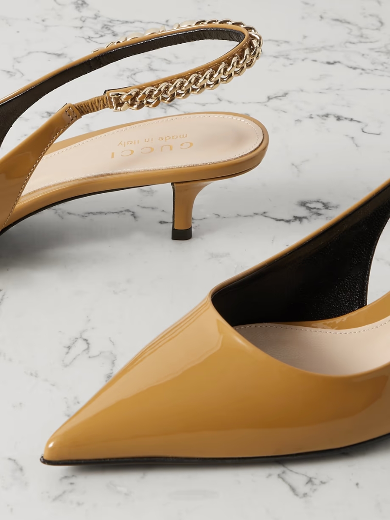 Signoria embellished patent-leather slingback pumps Signoria embellished patent-leather slingback pumps