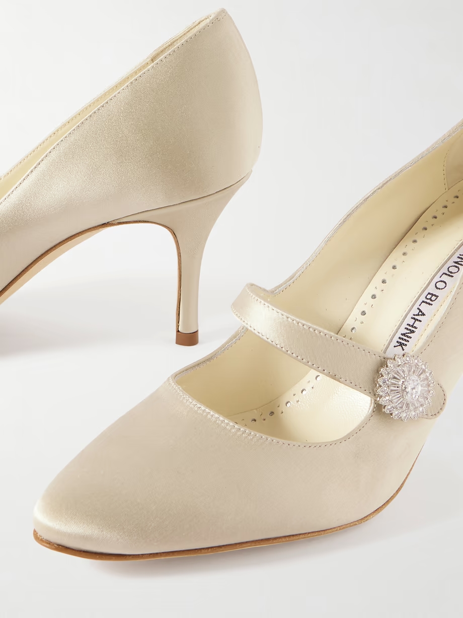 Marijana 70 crystal-embellished satin Mary Jane pumps Marijana 70 crystal-embellished satin Mary Jane pumps