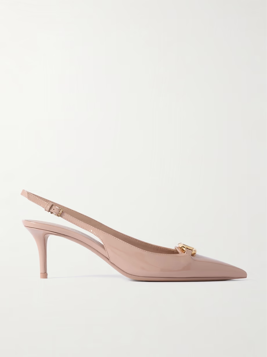 VLOGO Bold 60 embellished patent-leather slingback pumps VLOGO Bold 60 embellished patent-leather slingback pumps