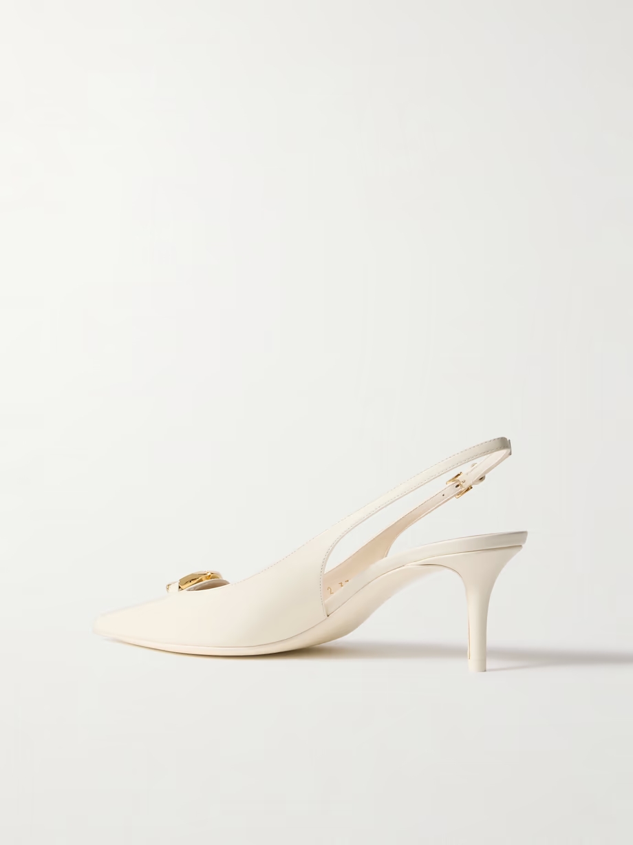 VLOGO embellished leather slingback pumps VLOGO embellished leather slingback pumps