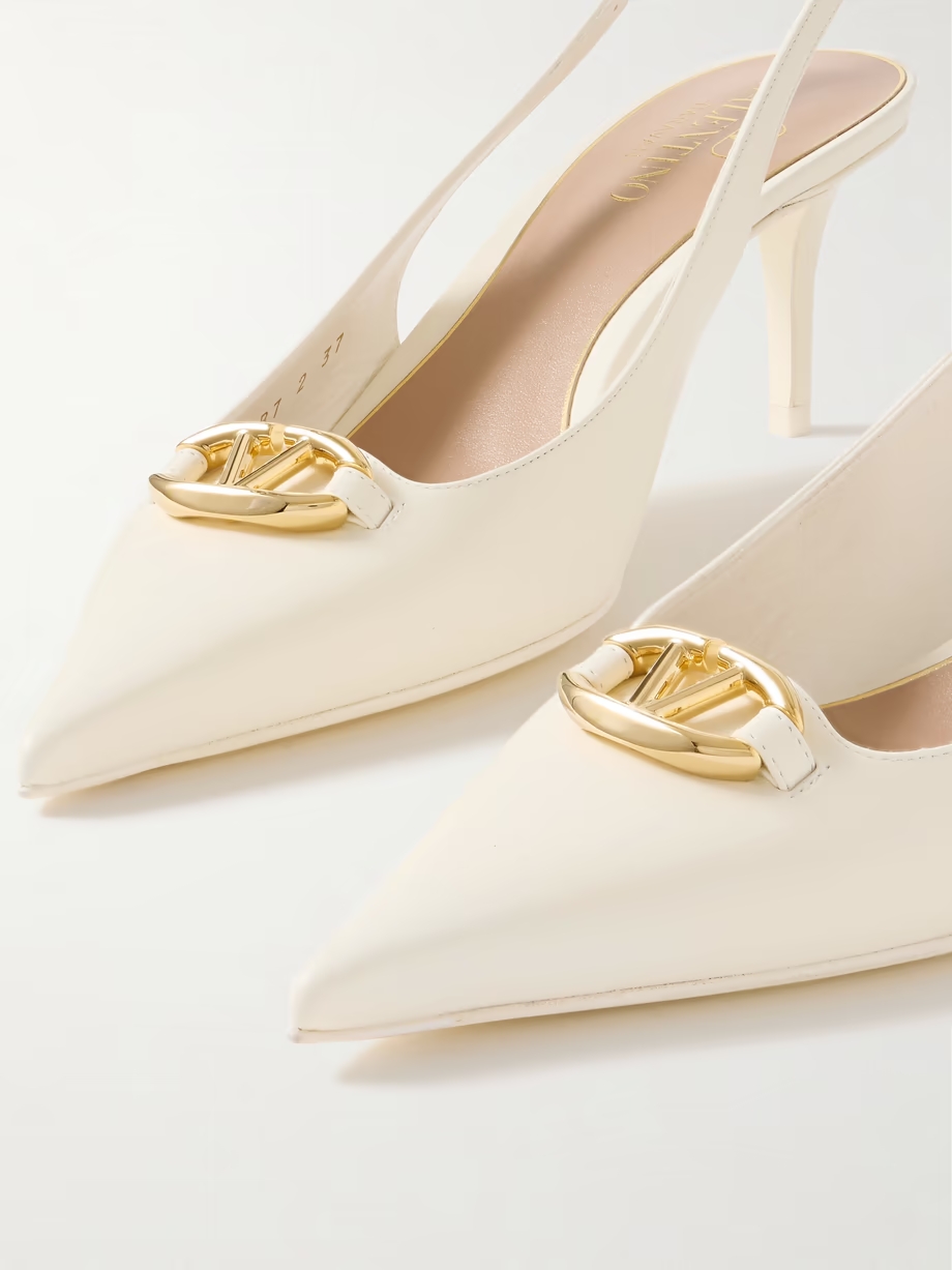 VLOGO embellished leather slingback pumps VLOGO embellished leather slingback pumps