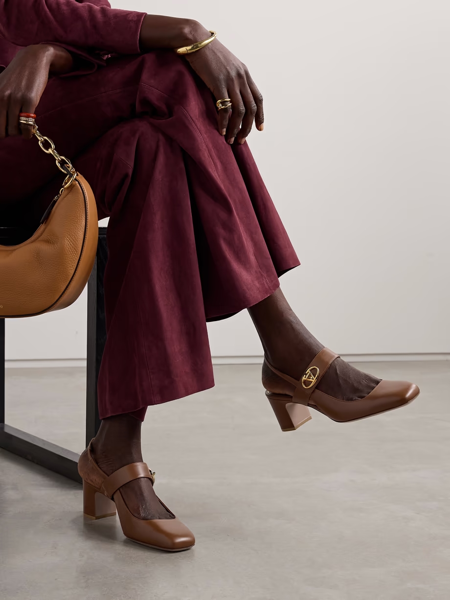 VLOGO 60 embellished leather slingback pumps VLOGO 60 embellished leather slingback pumps