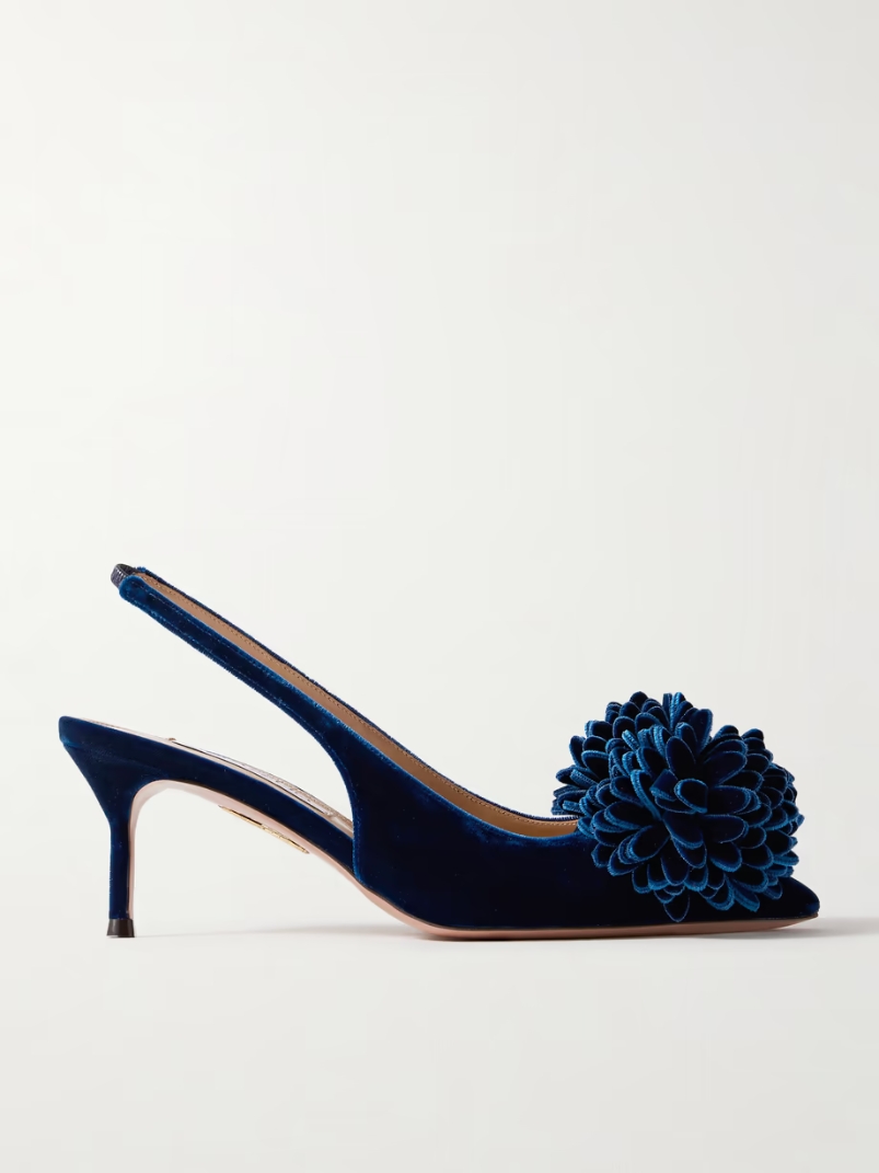 Couturier 65 pompom-embellished velvet slingback pumps Couturier 65 pompom-embellished velvet slingback pumps