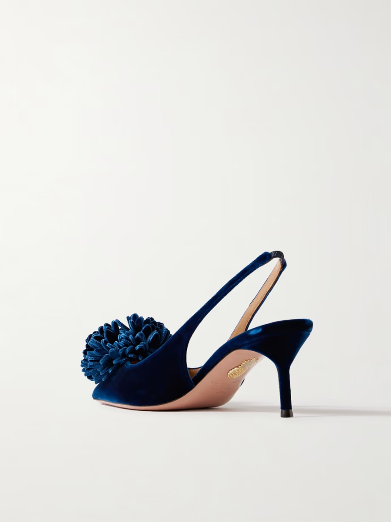 Couturier 65 pompom-embellished velvet slingback pumps Couturier 65 pompom-embellished velvet slingback pumps