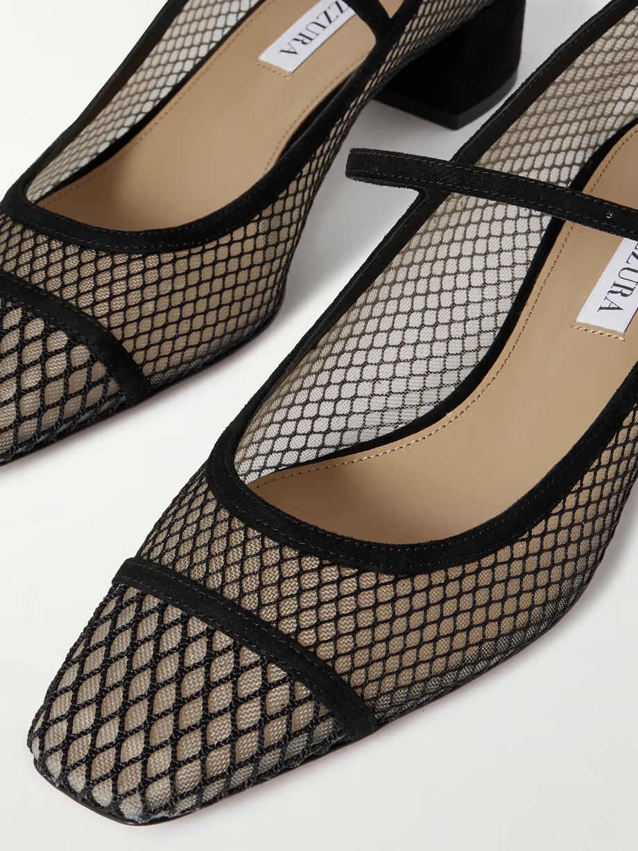 Mayor suede-trimmed mesh pumps Mayor suede-trimmed mesh pumps