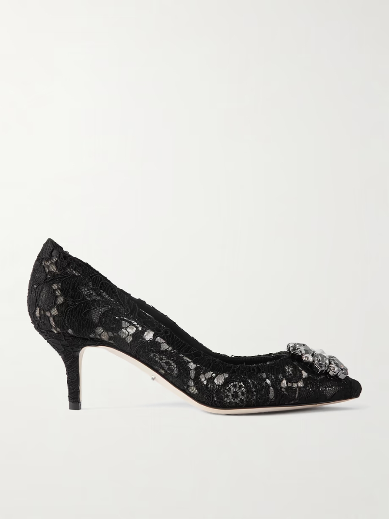 Bellucci crystal-embellished corded lace pumps Bellucci crystal-embellished corded lace pumps