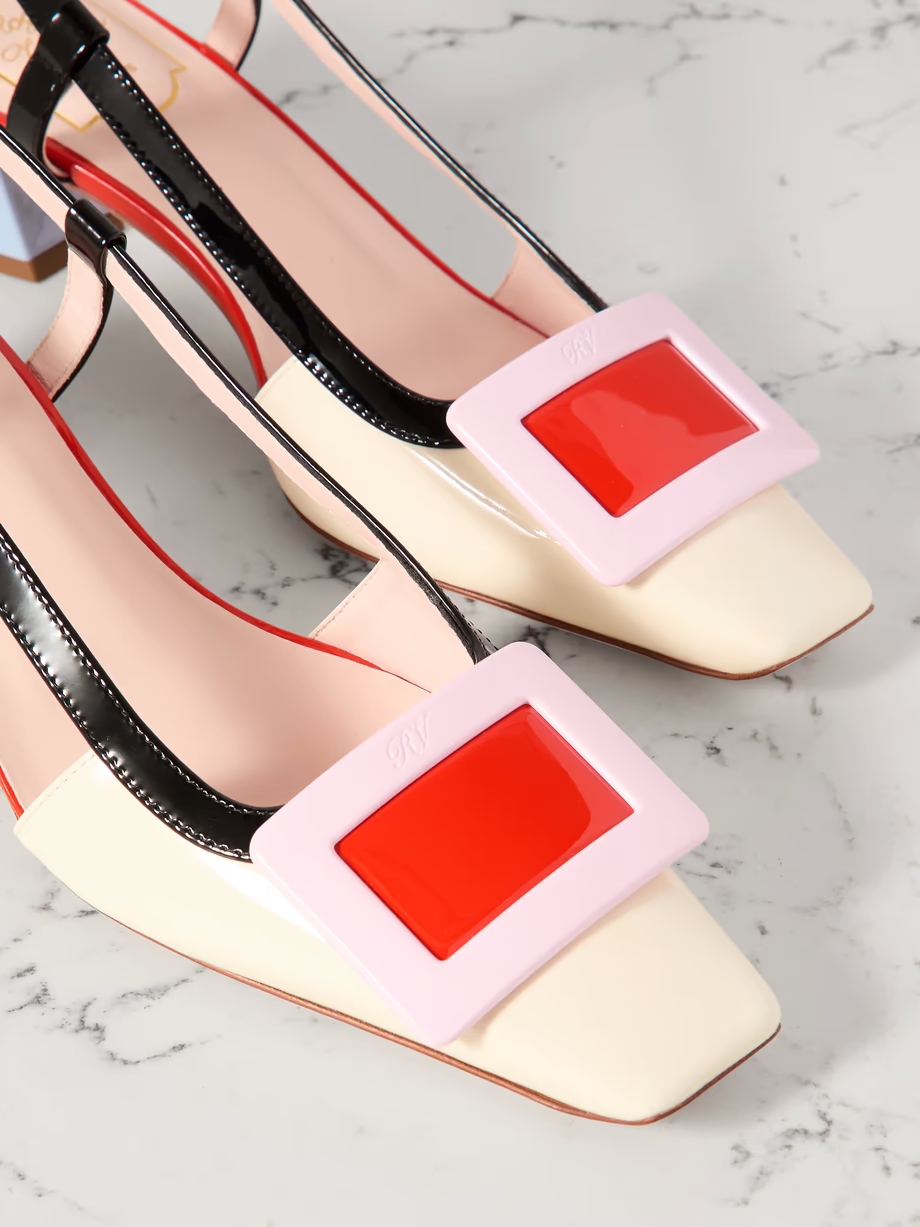 Belle Vivier color-block patent-leather slingback pumps Belle Vivier color-block patent-leather slingback pumps
