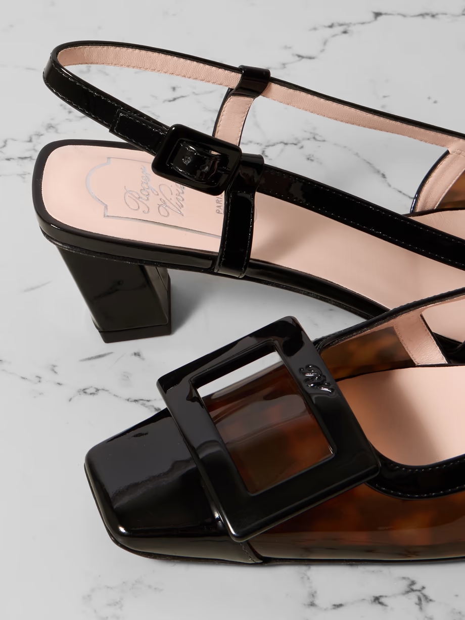 Belle Vivier patent-leather trimmed tortoiseshell PVC pumps Belle Vivier patent-leather trimmed tortoiseshell PVC pumps
