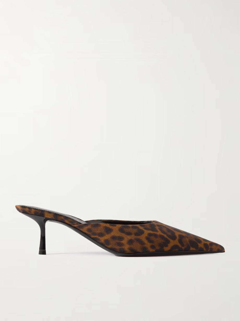 Barbara leopard-print twill point-toe pumps Barbara leopard-print twill point-toe pumps