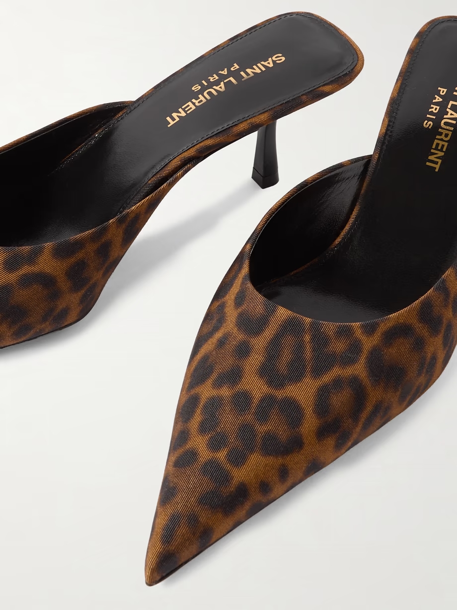 Barbara leopard-print twill point-toe pumps Barbara leopard-print twill point-toe pumps