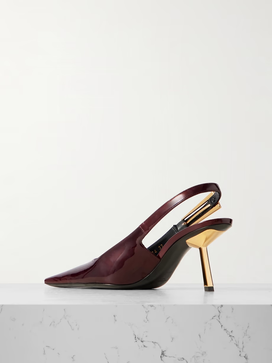 Lee patent-leather slingback pumps Lee patent-leather slingback pumps