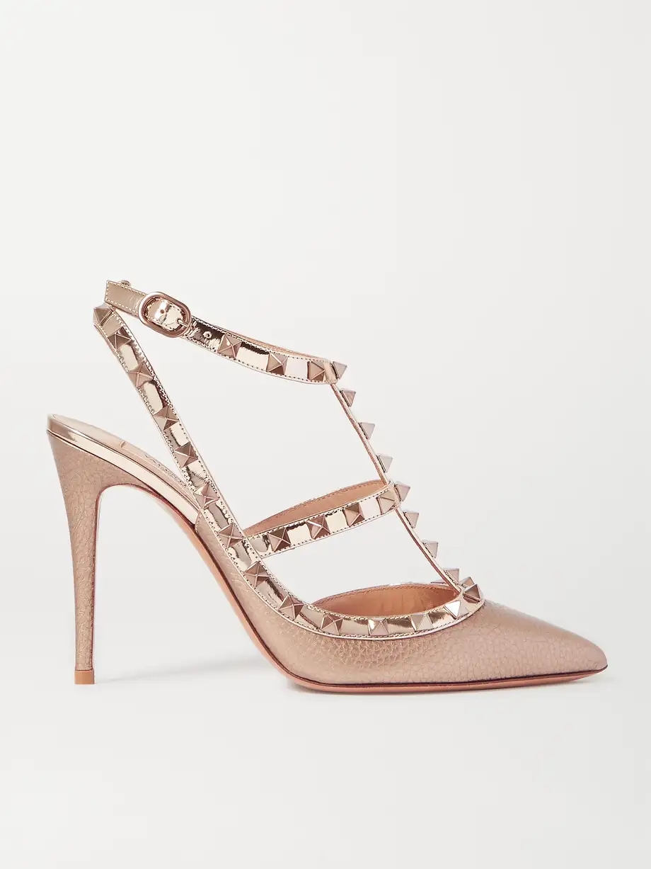 Rockstud 105 metallic textured-leather pumps Rockstud 105 metallic textured-leather pumps