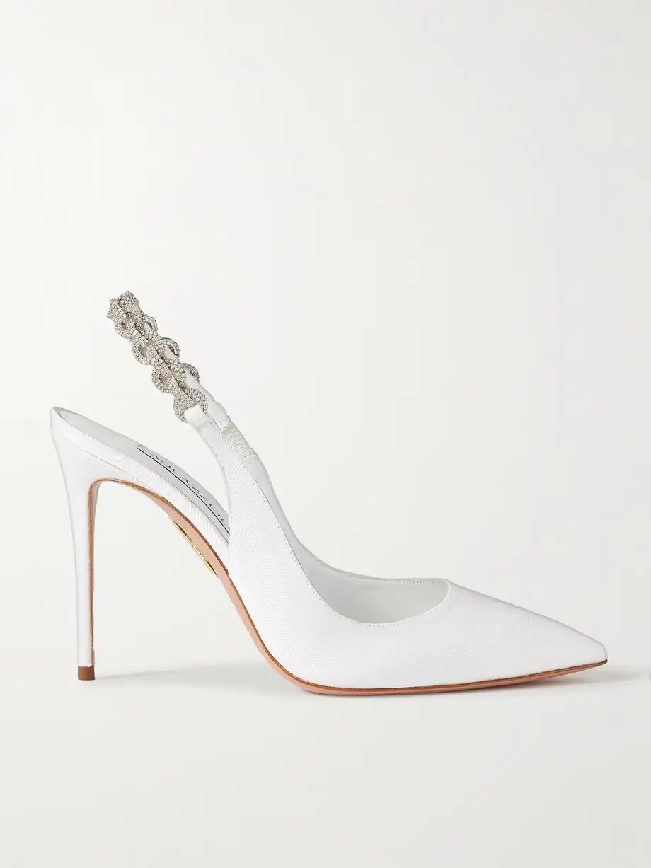 Love Link 105 crystal-embellished grosgrain slingback pumps Love Link 105 crystal-embellished grosgrain slingback pumps