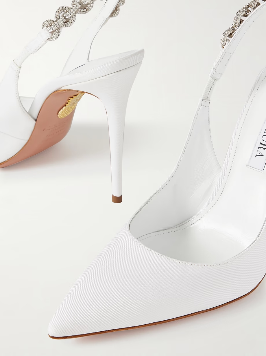 Love Link 105 crystal-embellished grosgrain slingback pumps Love Link 105 crystal-embellished grosgrain slingback pumps