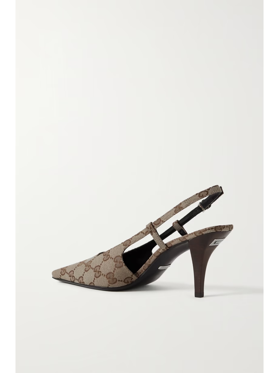 Demi logo-jacquard canvas slingback pumps Demi logo-jacquard canvas slingback pumps