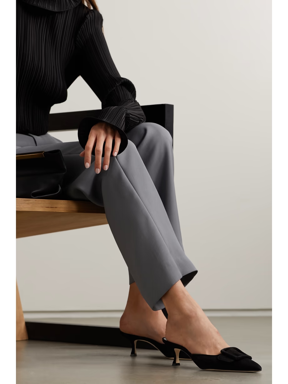 Maysale 50 buckled suede mules Maysale 50 buckled suede mules