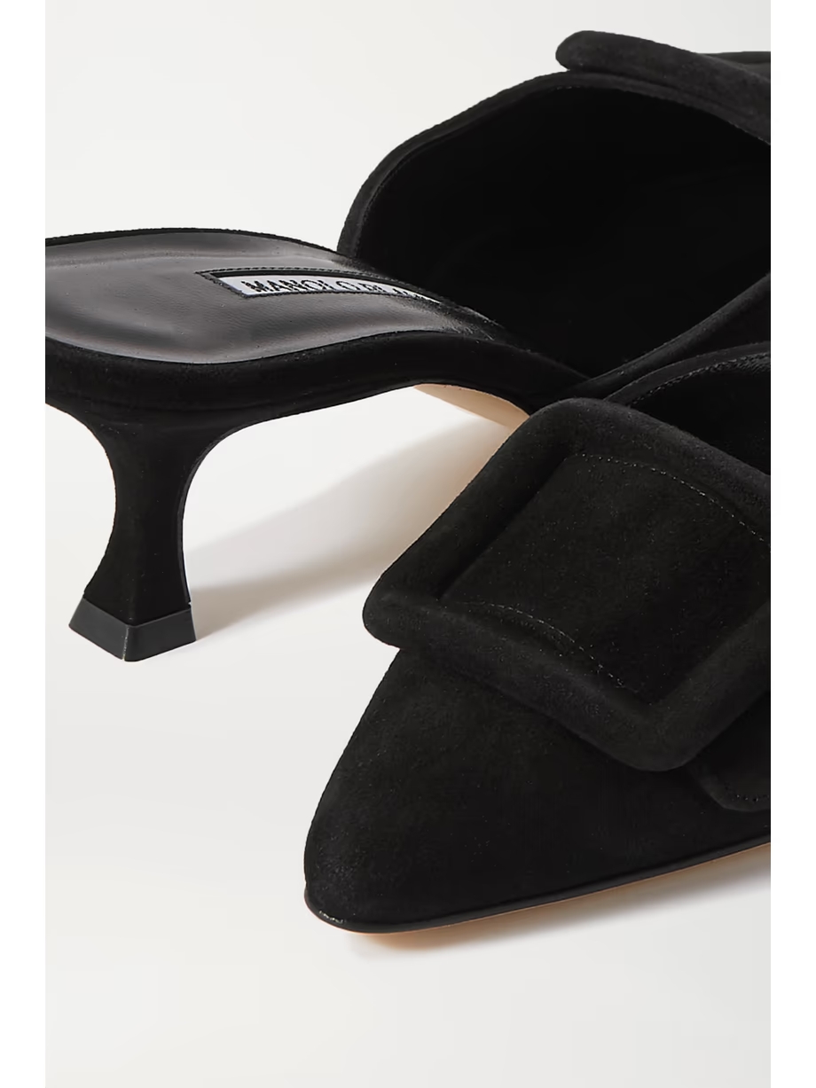 Maysale 50 buckled suede mules Maysale 50 buckled suede mules