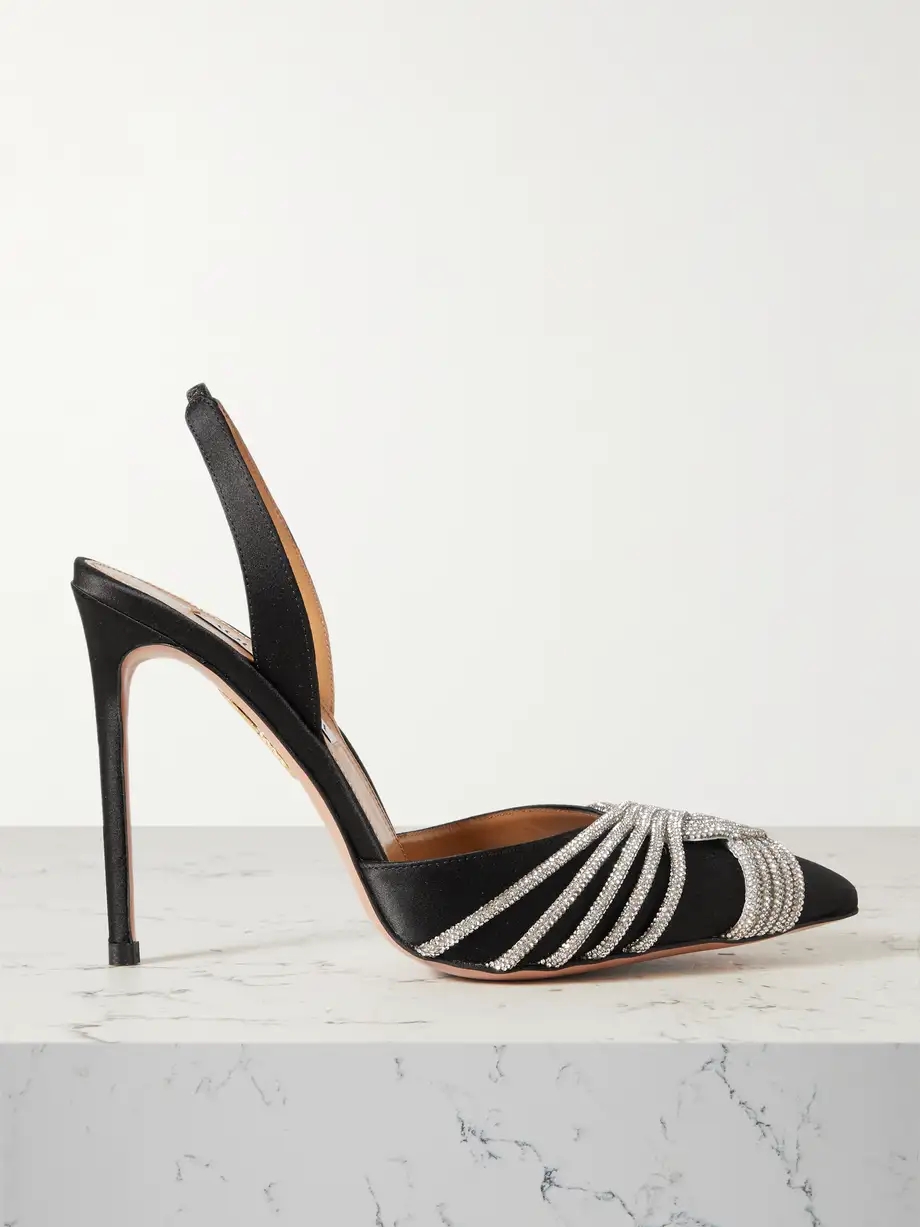 Gatsby 105 crystal-embellished satin slingback pumps Gatsby 105 crystal-embellished satin slingback pumps