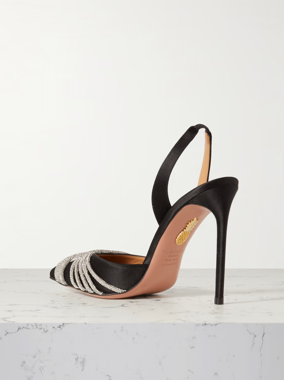 Gatsby 105 crystal-embellished satin slingback pumps Gatsby 105 crystal-embellished satin slingback pumps